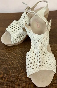 Sugar Jollie Beige Memory Foam Crochet Wedge Cork Sandals Sz 11 M New - Picture 1 of 11