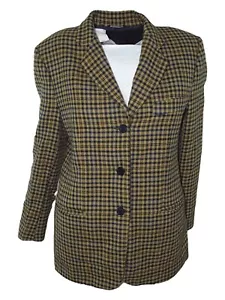 Valentini Jacke Damen Senf Größe 42 IN Wolle Check 3 Buttons Made IN Italy - Bild 1 von 12