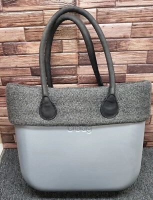 Obag from Italy Large Gray Grey Tote Zipper With Insert - Image 1 of 4