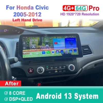 Honda 12.3 inch Screen Android Car Radio For Honda Civic 2005-2012 Head Unit - Image 1 of 4