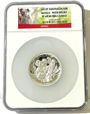 Koala de plata australiano 2013 5 oz alto relieve NGC PF69 UC #535B Foto 1 de 4