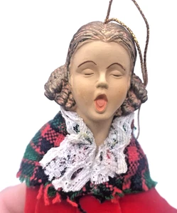 Weihnachtsmann Ornament viktorianische Dame Mädchen Frau kariert Schal Vintage 7" - Bild 1 von 9