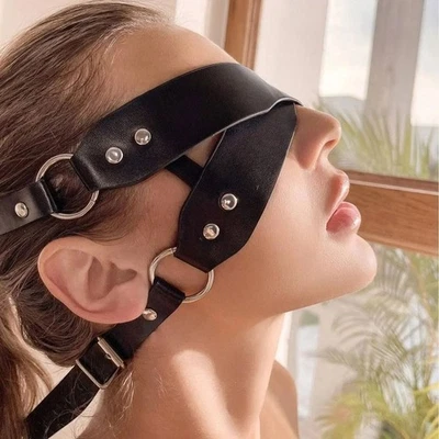 Sexy Máscara de Ojos de Cuero PU para Mujeres Gótico Juegos con disfraces Mascarada Fiesta Disfraz utilería Foto 1 de 3