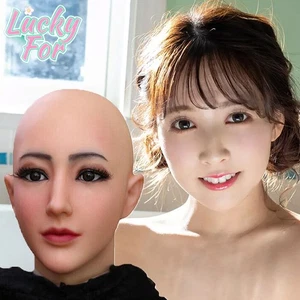 Silicone Realistic Female Face Mask Crossdresser Head Mask For women For Cosplay - Bild 1 von 28