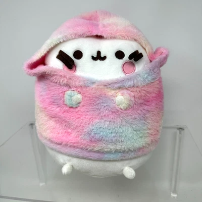 Gund Fluffy Rainbow Hoodie Pusheen Plush Stuffed Animal Tie Dye Cat Cute Soft 9" - Image 1 of 4