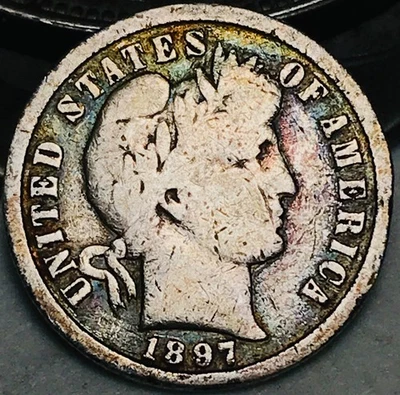1897 Barber Dime 10c Liberty Head Ungraded 90% Silver US Coin CC27775 - Image 1 of 4