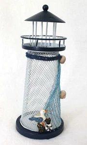 Metall Leuchtturm LED Beleuchtung 18 cm Höhe mit Möwe - Bild 1 von 3