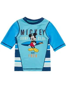 Disney Toddler & Boys Blue Mickey Mouse Surf Club Rash Guard Swim Shirt 3T - Picture 1 of 1