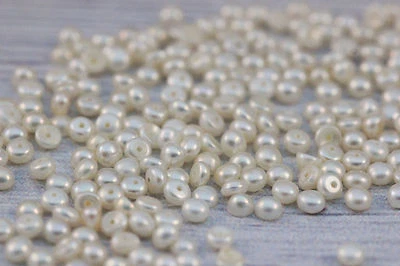 Perles d'eau douce blanches naturelles de 3 à 3,5 mm cabines de trous semi-pe... - Photo 1/4