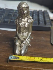 Sitting Fairy With Hands On Lap 3 And 1/2 In Tall Pewter Great Shape - Picture 1 of 12