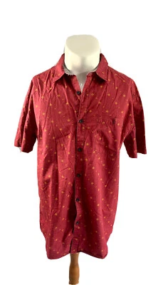 Billabong Mens Printed Button Up Shirt Maroon Medium Streetwear - image 1 of 4