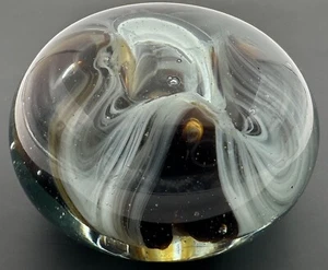 Art Glass Paperweight Abstract Flower Bubble Multicolor Brown - Imagen 1 de 13