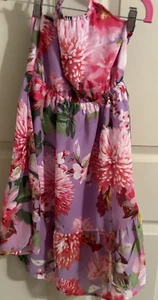 Girls Childrens Place Halter Dress Size 5 / 6 Halter Pink Purple Floral Ruffle - Picture 1 of 4