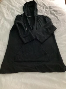 Talbots Women's Hoodie Sweatshirt M Black Pockets Hood w/ Drawstrings V-Neck - Picture 1 of 4