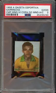 1958 GARRINCHA A GAZETA ESPORTIVA PSA 2 ROOKIE RC BRAZIL SOCCER LEGEND RARE - Picture 1 of 2