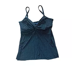 Miraclesuit Tankini Swimsuit Top Black White Polka Dots Size 12 - Picture 1 of 7