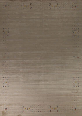 Timeless Gabbeh Design High-quality Beige Hand-knotted Wool Rug 9x12 ft - Image 1 of 4