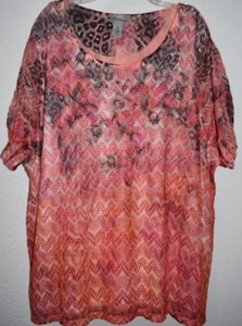 Catherines Top 4X Semi Sheer Tropical Hawiian Lightweight stretch Pullover Shirt - Picture 1 of 20