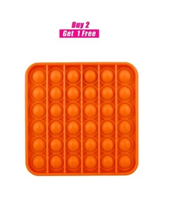 BUY 2 GET 1 FREE! - Popit Fidget Bubble Toy - Square Orange - Picture 1 of 6