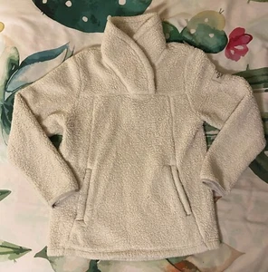 The North Face Ivory Sherpa Fleece Pullover Sweater Girl’s Youth Size L (14-16) - Picture 1 of 8