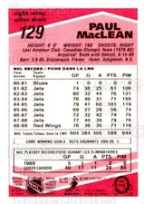 1989-90 O-Pee-Chee Tembec Test #129 Paul MacLean