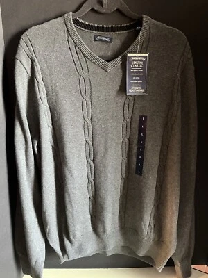 Consensus Mens Medium Weight Sweater Neck Knit Pullover Gray NWT Size L - Image 1 of 4