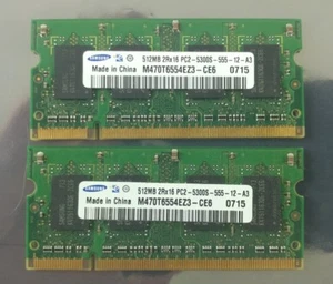 (2 Sticks) Samsung 512MB RAM 2RX16 M470T6554EZ3-CE6 PC2-5300S-555-12-A3 - Picture 1 of 2