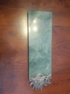 1988 Vintage Arthur Court Green Marble Cheese Cutting Board  Ducks swans - Picture 1 of 5