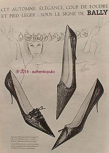 PUBLICITE BALLY CHAUSSURES A TALONS MONIQUE MALINES DE 1963 FRENCH AD VINTAGE - Picture 1 of 1