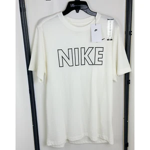 Nike Men's Sportswear T-Shirt Active Short Sleeve Graphic Tee Beige / White M - Picture 1 of 6