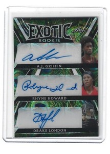 2023 Leaf Exotic Multi-Sport Rookie Griffin/Howard/London Peacock Scope Auto 1/1