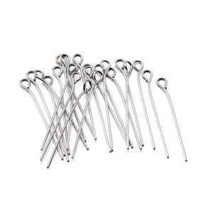 100pcs Stainless Steel Eyepins Head Loop 22 Gauge Half Drilled Findings 1.2 Inch - Picture 1 of 6