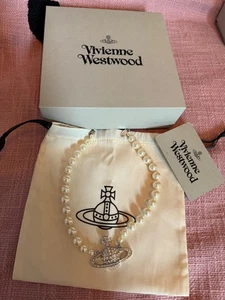 Vivienne Westwood 1 row Pearl & orb silver choker/necklace Authentic - Picture 1 of 9