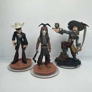 Disney Infinity 1.0 Figures Bundle 3x Lone Ranger & Jack Sparrow Good Condition - Picture 1 of 5