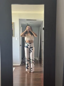 H&M Floral Wide Leg Pants Size Small - Picture 1 of 4