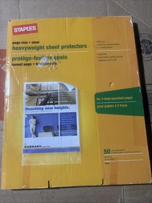 全新带盒 Staples HeavyWeight Sheet Protectors 字母尺寸透明编号 15943 — 第 1/4 张图片