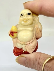 Vintage Mini Happy Buddha Figure Resin Hand Painted - Picture 1 of 4
