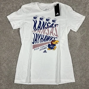 Adidas Kansas Jayhawks T-Shirt weiß Damen Small Amplifier Tee Rock Chalk Neu mit Etikett - Bild 1 von 5