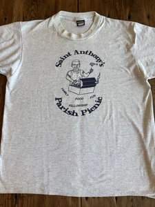 Vtg Single Stitch Hanes Screen Star USA St Anthonys Parish Picnic T-shirt Sz XL - Picture 1 of 10