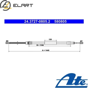 CABLE PARKING BRAKE 24.3727-0805.2 FOR PEUGEOT 309/II E1 1.1L G1A 1.3LB1E 1.6L - Picture 1 of 6
