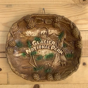 Vintage Montana Yellowstone Glacier National Park Taco Mid Century Wall Plaque - Picture 1 of 3