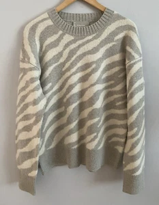Everlane The Alpaca Tiger Jacquard Crewneck Pullover Sweater Gray Size S NWT - Picture 1 of 4