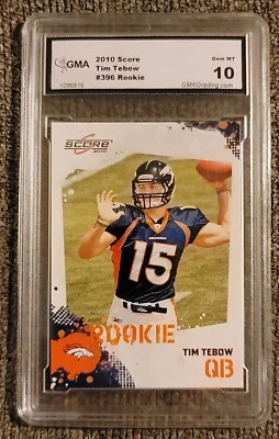 Tim Tebow Rookie Card 2010 Score #396 GMS Graded Gem MT 10 Free Shipping  - Image 1 of 3