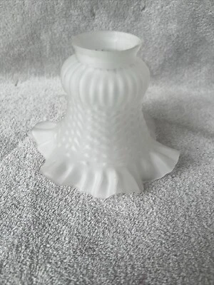 Ancienne tulipe abat-jour en verre opaque vintage haut: 12cm - Photo 1/3