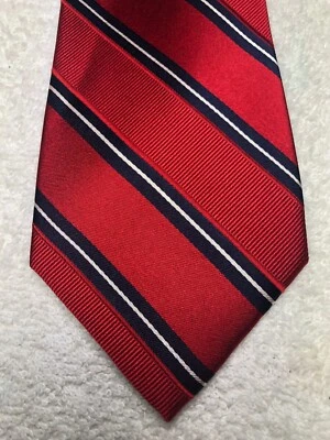 CORBATA MERONA HOMBRE ROJA CON RAYAS AZUL MARINO BLANCO 3,25 X 60  Foto 1 de 4