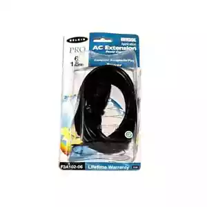 Belkin Pro Series AC Extension Computer Power Cord 6 Ft IEC-C13-C14 M to F NEW - Picture 1 of 3