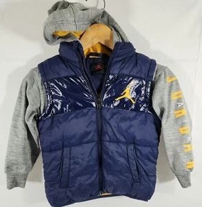 Air Jordan Boys Navy Blue Synthetic Filled Puffer Vest Hooded Jacket; Size S - Picture 1 of 3