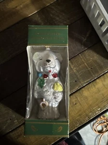 Kurt S. Adler Blown Glass Ornament Cat Holding Fish GC105 - Picture 1 of 4