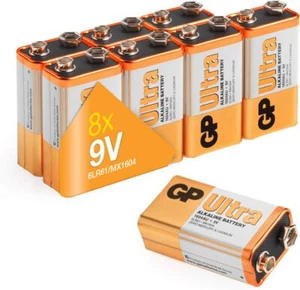 GP Batterien Ultra Alkaline 9V Pack 8 hervorragende Betriebszeit über alle Geräte hinweg - Bild 1 von 3