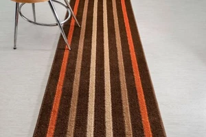 Non Slip Hallway Carpet Runner Rug, Striped Multi Color, Sold-Priced Per Foot - Picture 1 of 6
